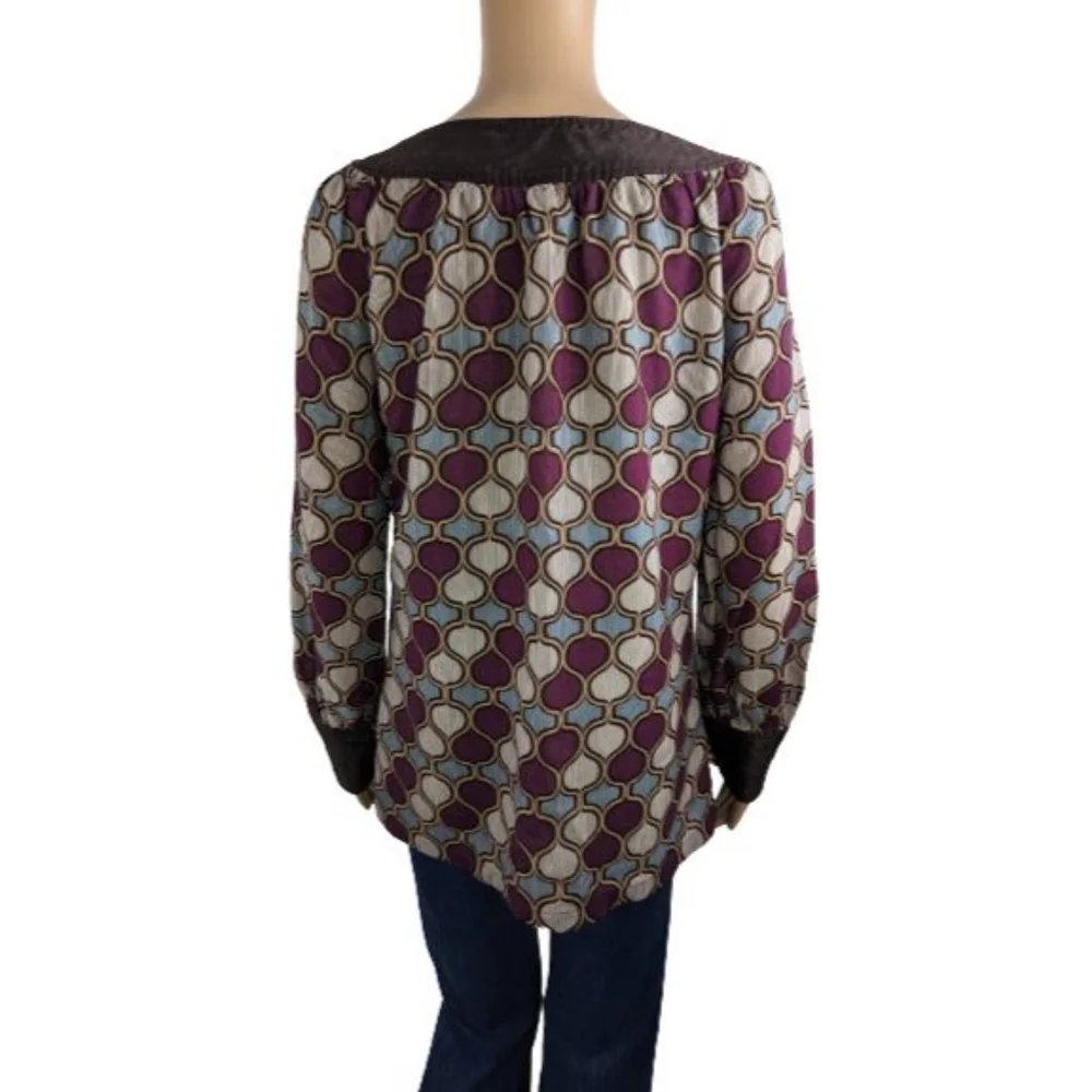 Tory Burch Long Sleeve Multi-Color Printed Top 10